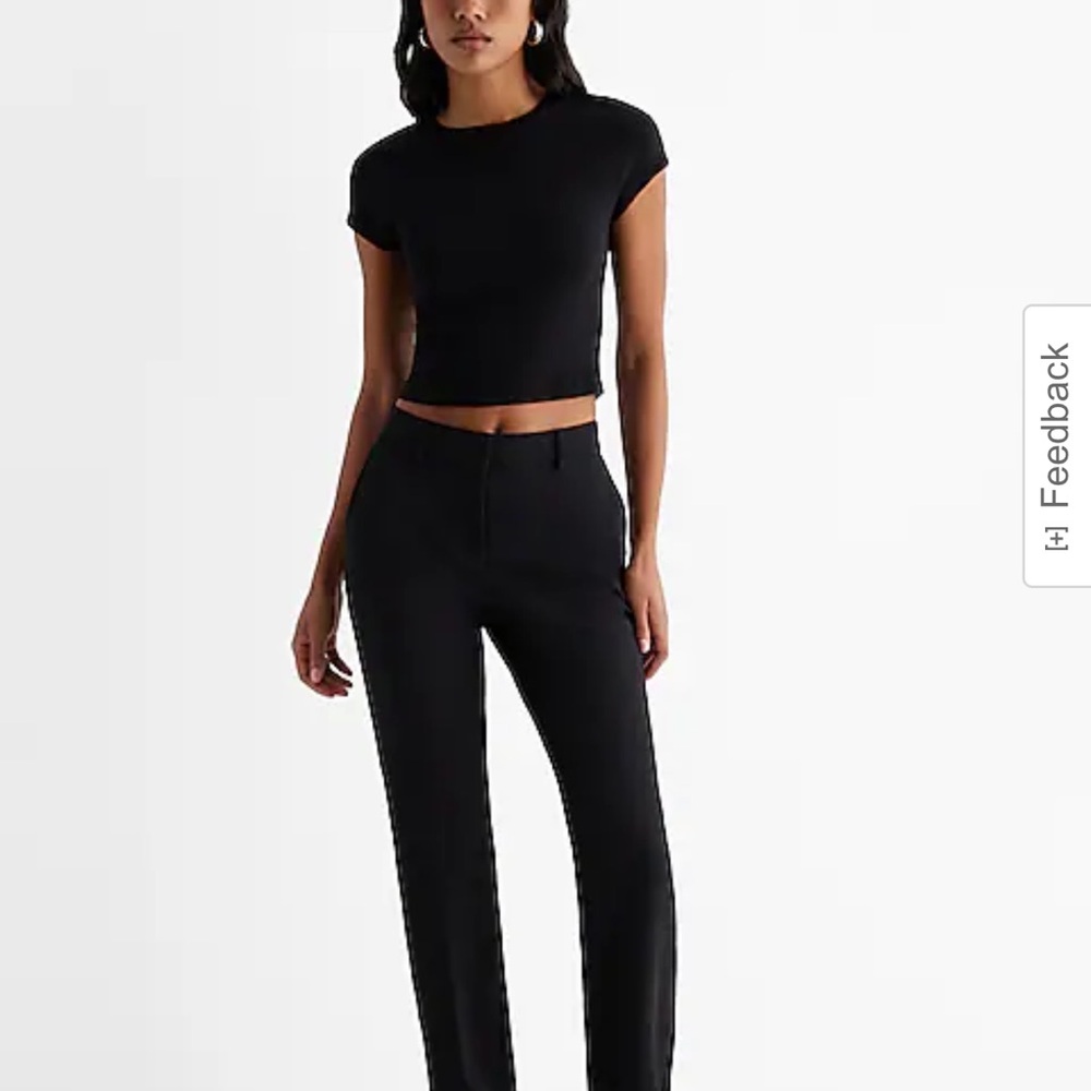 Black Women's Pants express barely bootcut mid rise w/ split back 8 LONG NWT - Picture 3 of 11